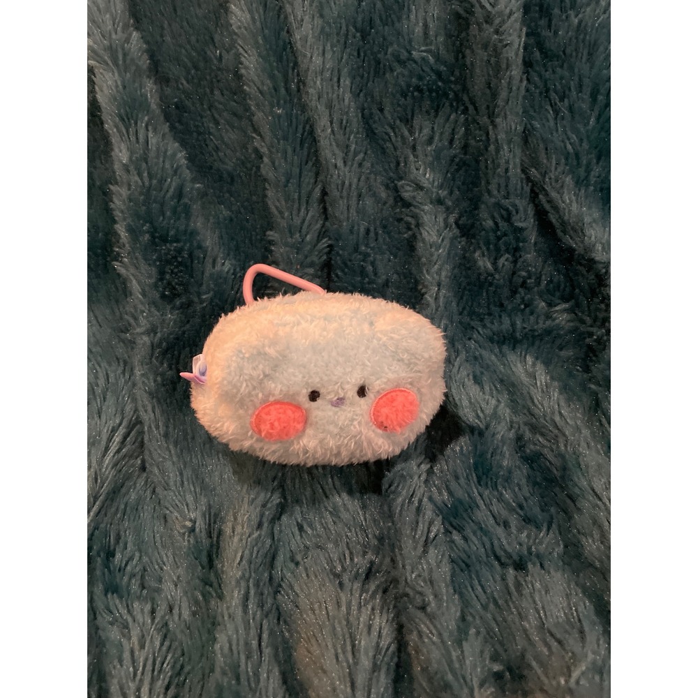 Plush Cloud Coin Purse Fuzzy Faux Fur Mini Pouch Bag Charm with Clip Blue Pink